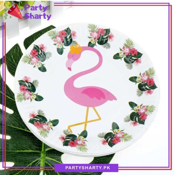 Flamingo Theme Party Disposable Paper Plates Pack of 10 For Flamingo Theme Party & Decoration