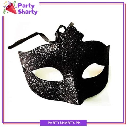 GlitterMaskForWeddingBridalShowerBirthdayHalloweenPhotoshootandCelebrationBlack.jpg Glitter Masquerade Mask For Party Event & Celebration - Black
