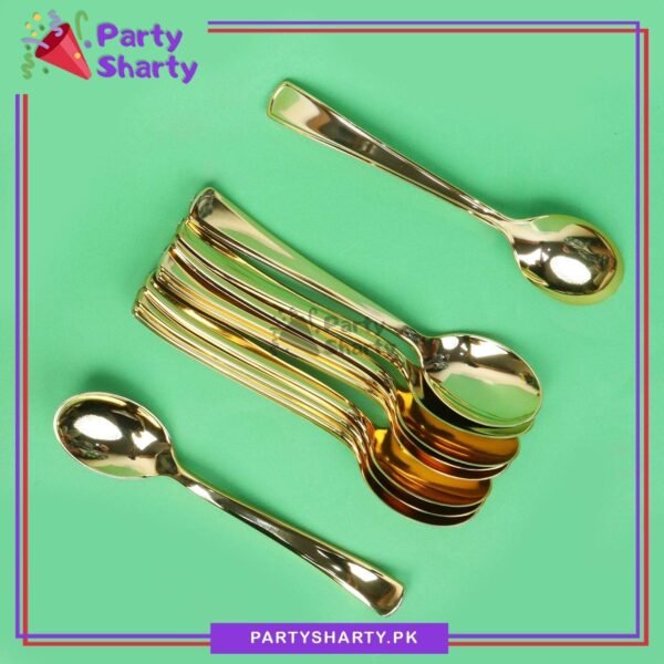 Golden Classic Heavy Duty Plastic Goldware 10pcs/Set (Spoon / Fork) For Birthday, Anniversary, Wedding Party Decoration & Celebration