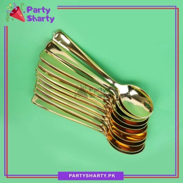 Golden Classic Heavy Duty Plastic Goldware 10pcs/Set (Spoon / Fork) For Birthday, Anniversary, Wedding Party Decoration & Celebration