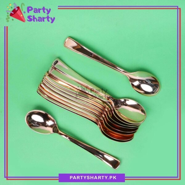 Golden Classic Heavy Duty Plastic Goldware 10pcs/Set (Spoon / Fork) For Birthday, Anniversary, Wedding Party Decoration & Celebration