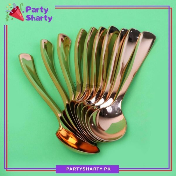 Golden Classic Heavy Duty Plastic Goldware 10pcs/Set (Spoon / Fork) For Birthday, Anniversary, Wedding Party Decoration & Celebration