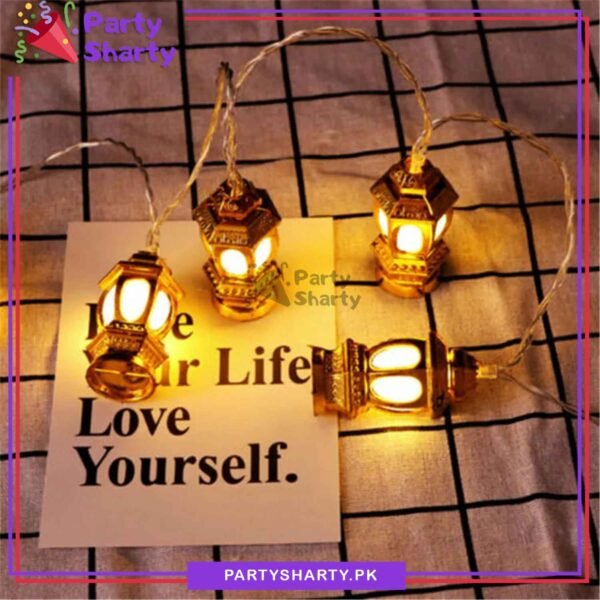 Golden Plastic Festive Stereo Palace Lamp Shaped Led String Lights For Ramadan & Eid Festival and Celebration