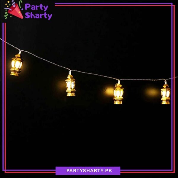 Golden Plastic Festive Stereo Palace Lamp Shaped Led String Lights For Ramadan & Eid Festival and Celebration