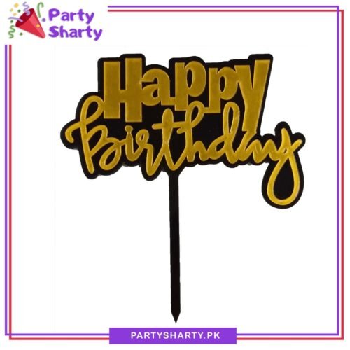 Happy Birthday Double Layer Acrylic Cake Topper For Birthday Cake Decoration