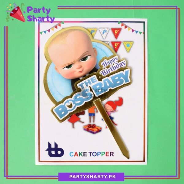 D-2 The Boss Baby Theme Happy Birthday Card Board Material Cake Topper For Cake Decoration