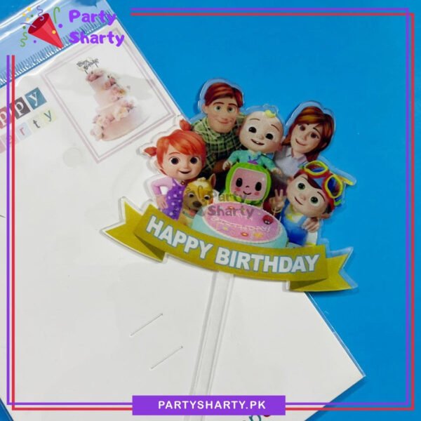 Happy Birthday Cocomelon Theme Acrylic Cake Topper For Cocomelon Birthday Theme Cake Decoration