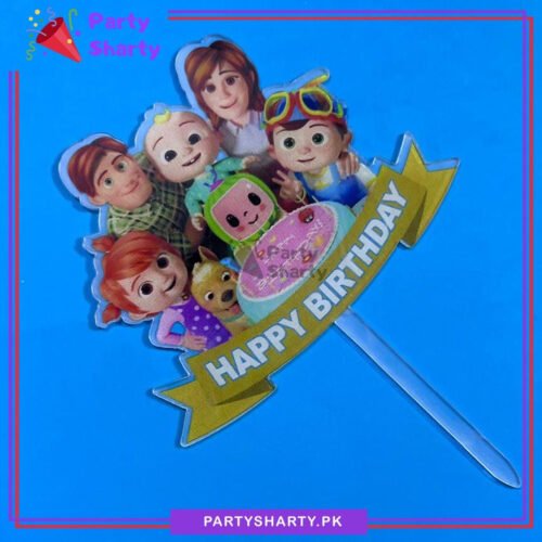 Happy Birthday Cocomelon Theme Acrylic Cake Topper For Cocomelon Birthday Theme Cake Decoration