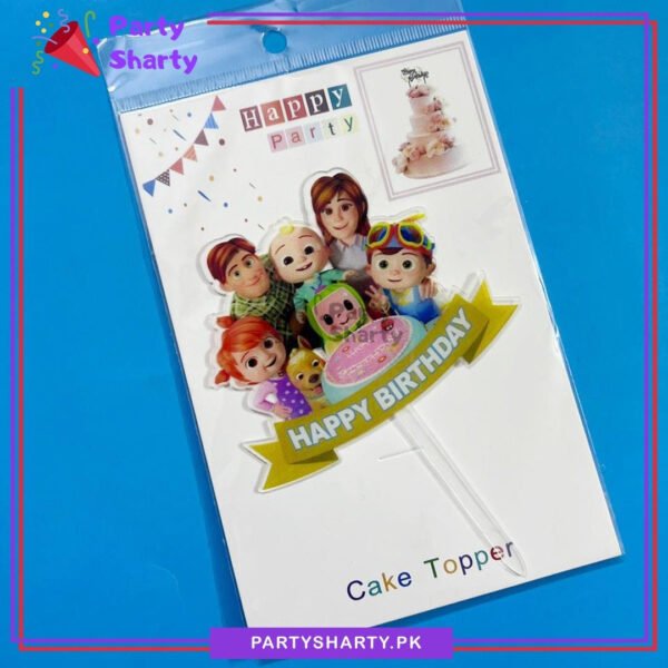 Happy Birthday Cocomelon Theme Acrylic Cake Topper For Cocomelon Birthday Theme Cake Decoration