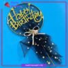 Happy Birthday Metal With Black Net Cake Topper For Birthday Theme Based Cake Celebration
