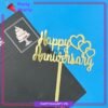 Happy Anniversary with 3 Heart Design Acrylic Cake Topper for Anniversary Celebration