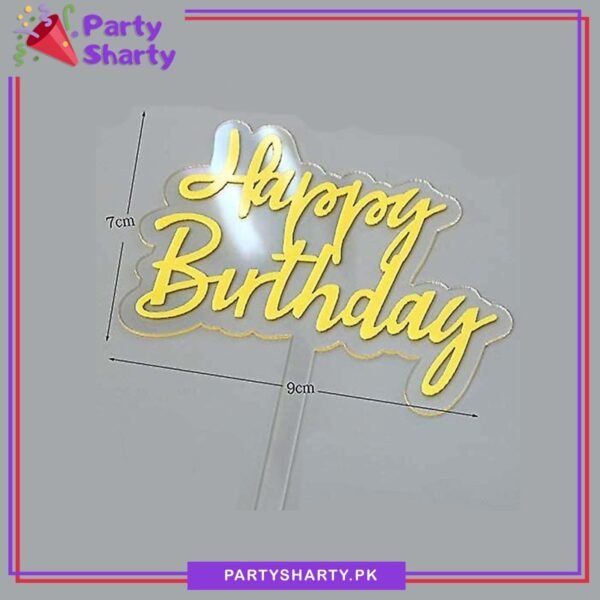 Happy Birthday Double Layer Acrylic Cake Topper For Birthday Cake Decoration - Golden