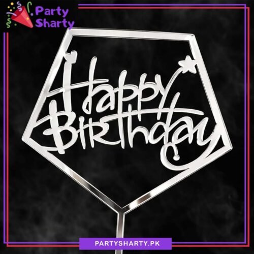 HexagonalShapeHappyBirthdayAcrylicCakeTopperForBirthdayCakeDecoration01.jpg Hexagonal Shape Happy Birthday Acrylic Cake Topper For Birthday Cake Decoration - Silver