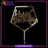 Hexagonal Shape Happy Birthday Acrylic Cake Topper For Birthday Cake Decoration