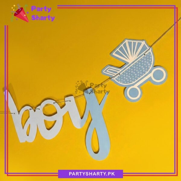 Its a Boy / Girl Scripted Card Bunting Banner with baby Cart for Welcome Baby Party Decoration & Celebration
