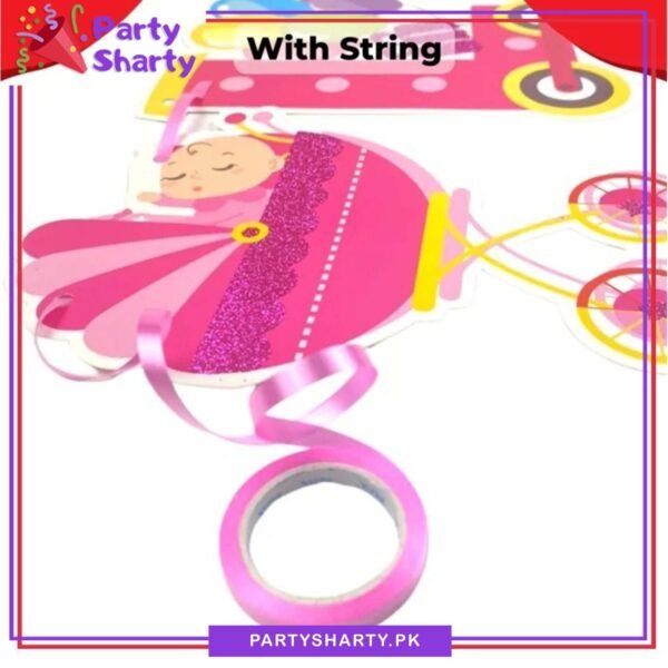 Its a Boy / Girl Glitter Card Bunting Banner with baby Cart for Welcome Baby Party Decoration & Celebration