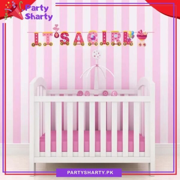 Its a Boy / Girl Glitter Card Bunting Banner with baby Cart for Welcome Baby Party Decoration & Celebration