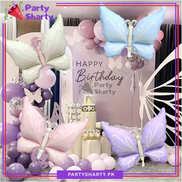 Jumbo Matte Pastel Color Butterfly Foil Balloon For Butterfly Theme Party Decoration