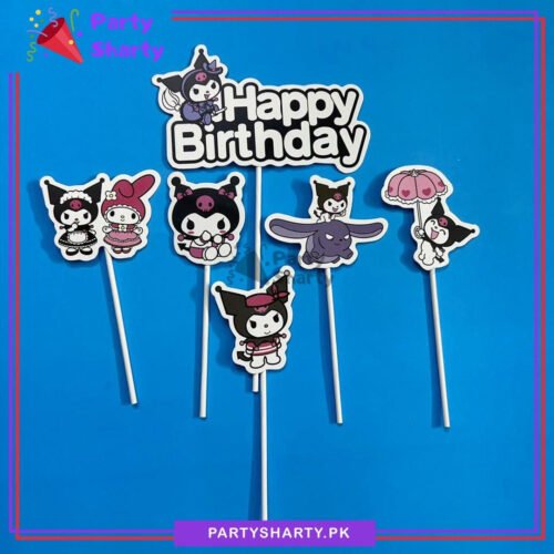 Kuromi Theme Cake Topper Set of 6 for Kuromi / Melody Theme Birthday Decoration & Celebration