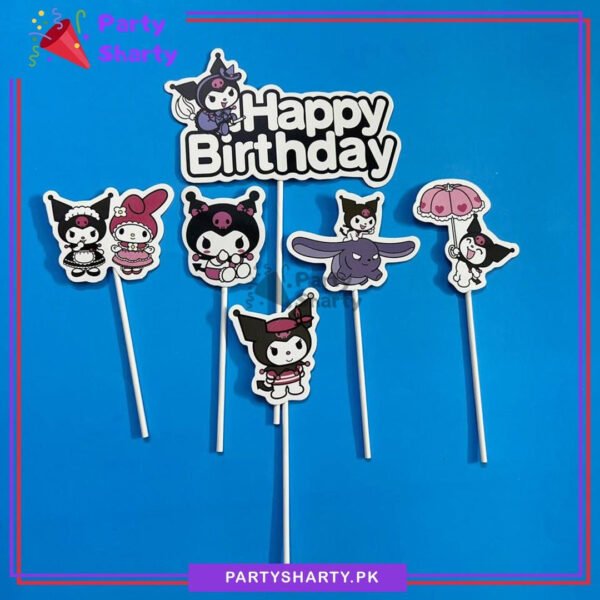 Kuromi Theme Cake Topper Set of 6 for Kuromi / Melody Theme Birthday Decoration & Celebration