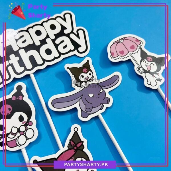Kuromi Theme Cake Topper Set of 6 for Kuromi / Melody Theme Birthday Decoration & Celebration