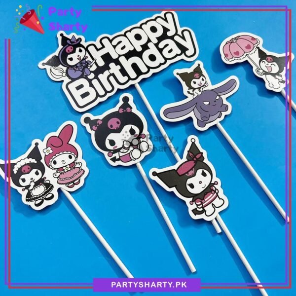 Kuromi Theme Cake Topper Set of 6 for Kuromi / Melody Theme Birthday Decoration & Celebration