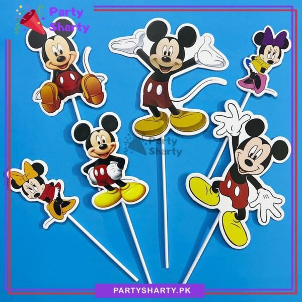Mickey Mouse Theme Cake Topper Set of 6 for Mickey Mouse Theme Birthday Decoration & Celebration