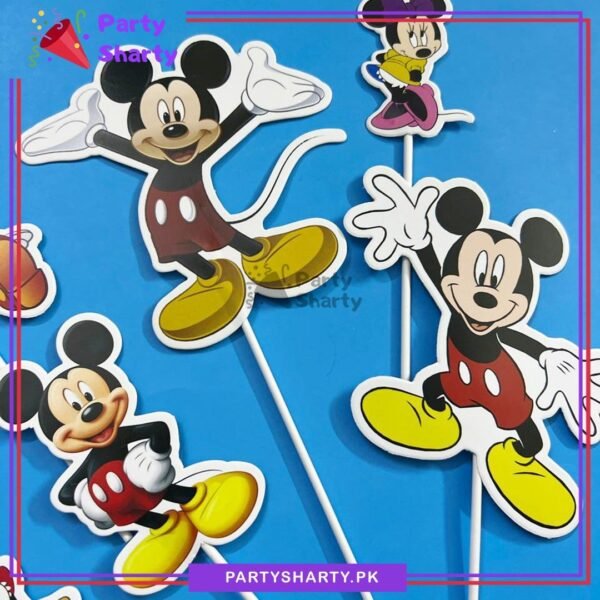 Mickey Mouse Theme Cake Topper Set of 6 for Mickey Mouse Theme Birthday Decoration & Celebration
