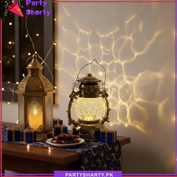 NewLEDFlashLightBatteryOperatedHightechUltraGlowLanternLightForDecoration1.jpg Golden LED Lantern Shaped Light Battery Operated For Ramadan Celebration & Decoration