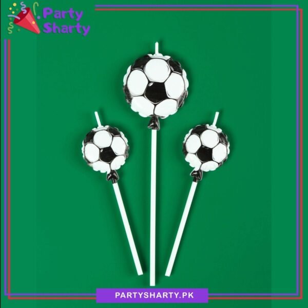 Pack Of 3 Football Unique Gold & Silver Candles For Football Theme Birthday Celebration & Decoration