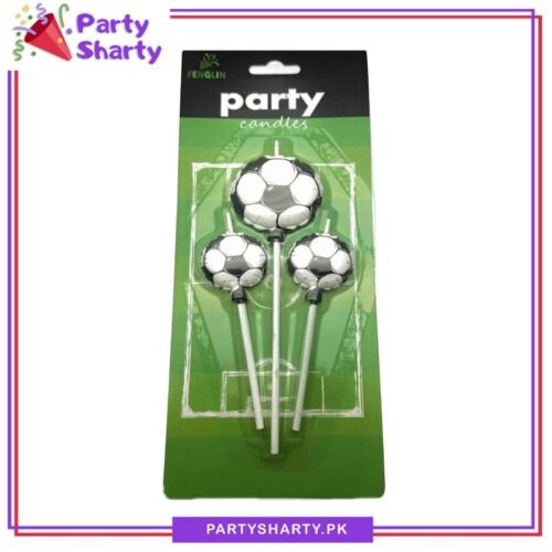 Pack Of 3 Football Unique Gold & Silver Candles For Football Theme Birthday Celebration & Decoration
