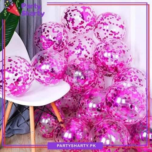 PackOf5pcsConfettiDecorativePartyBalloonsSetConfettiFilledLatexPartyBalloonsSetForBirthday_Event1.jpg 5pcs Confetti Filled Latex Balloons For Party Event Decorations & Celebrations - Dark Pink