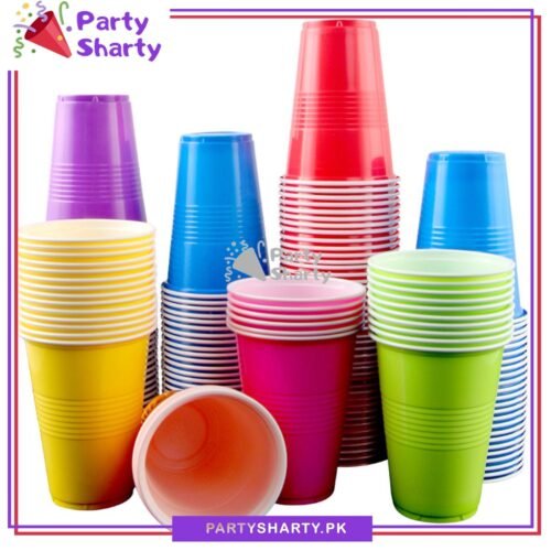 7oz 250ml Plain Solid Color Plastic Party Cups For Party Event Decoration & Celebration - Orange