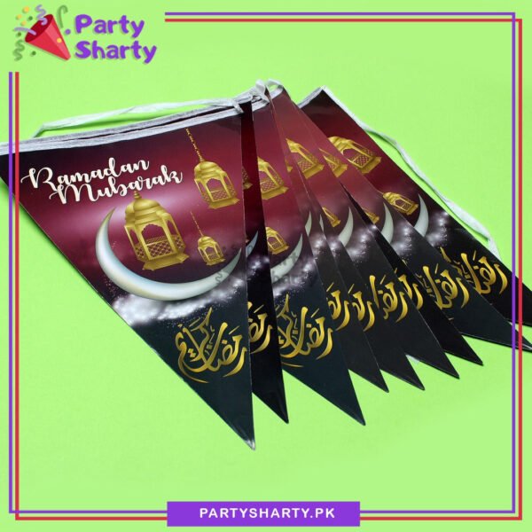 Ramadan Flags Bunting (Pack of 10) For Ramadan Decoration - Purple