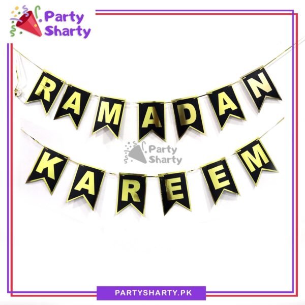 Black with Golden Ramadan Kareem Card Banner For Ramadan Iftar Party Decoration and Celebration