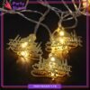Electric Operated Ramadan Kareem Masjid Shaped Golden Metal LED String Lights For Ramadan Festival and Celebration