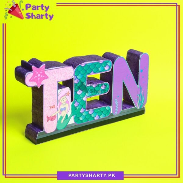TEN Thermocol Standee For Mermaid / Under the Sea Theme Based Tenth Birthday Celebration & Party Decoration