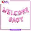 Welcome Baby Letter Foil Balloon With Printed Mini Hearts Banner for Baby Shower, Gender Reveal Event & Decoration