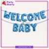 Welcome Baby Letter Foil Balloon With Printed Mini Hearts Banner for Baby Shower, Gender Reveal Event & Decoration