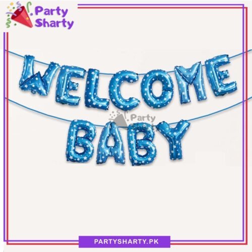 WelcomeBabyLetterFoilBalloonWithPrintedMiniHeartsBannerforBabyShower_GenderRevealEvent_Decoration2.jpg Welcome Baby Letter Foil Balloon With Printed Mini Hearts Banner for Baby Shower, Gender Reveal Event & Decoration