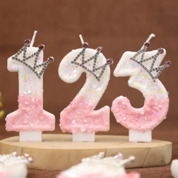 3D Number Candles Pink For Birthday, Anniversary Cake Decoration and Celebration