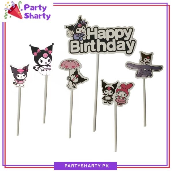 Kuromi Theme Cake Topper Set of 6 for Kuromi / Melody Theme Birthday Decoration & Celebration