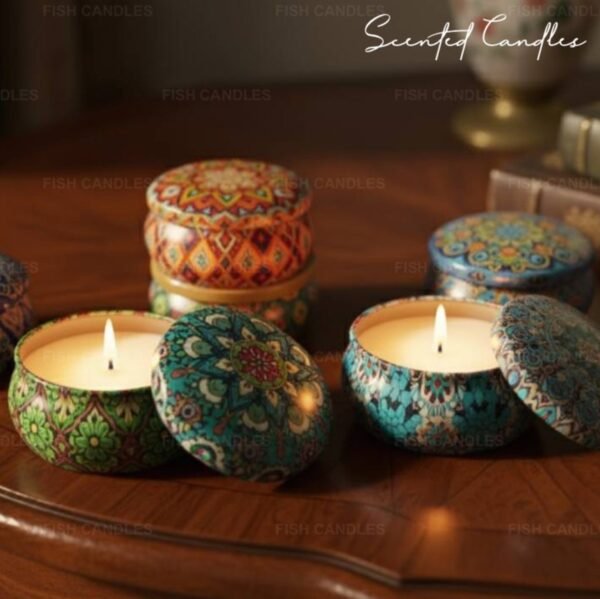 mandala-metal-tin-candles Beautiful Mandala Soy Wax Blend Scented Candles For Room Decoration