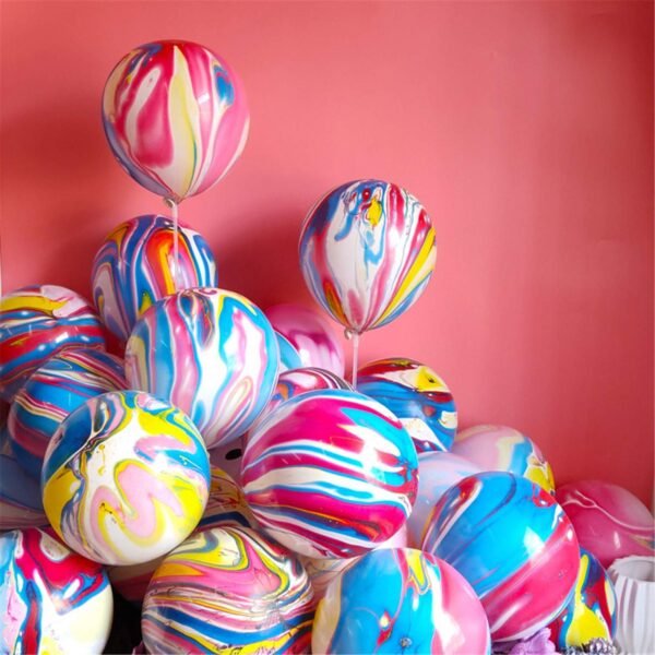 Marble / Agate Balloons Tie Dye Latex Balloons Multi Colors Marble Tie Dye Swirl Party Balloons For Party Decoration and Celebration